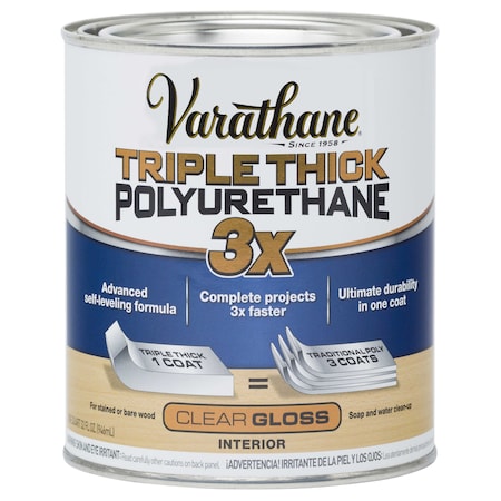 Varathane Triple Thick Polyurethane Wood Finish, Clear, Gloss, 1 Qt 284470